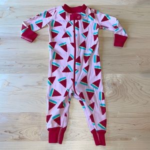 Hanna Andersson Zip Pajamas in Watermelon Print 12-18 months Organic Cotton 🍉